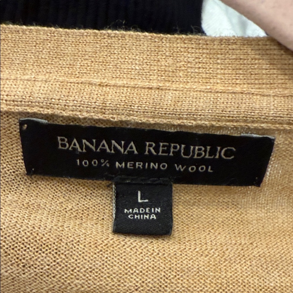 Banana Republic Camel Button-Up Cardigan brown pockets large 100% merino wool - Picture 8 of 8